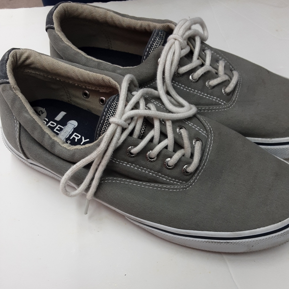 Sperry Men's Top Slider Gray Canvas Deck Shoes Sneakers Size 9.5 - Picture 4 of 10
